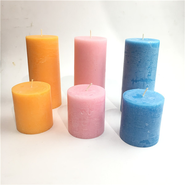 Color Scented Pillar Wax Candle